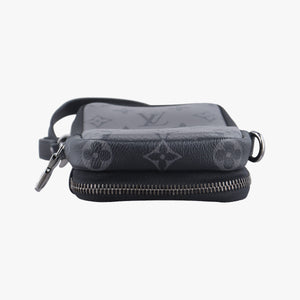 Vintage Louis Vuitton Double Phone Pouch GRIS x BLACK Monogram Eclipse Reverse M69534 crossbodybag | stylenewstar