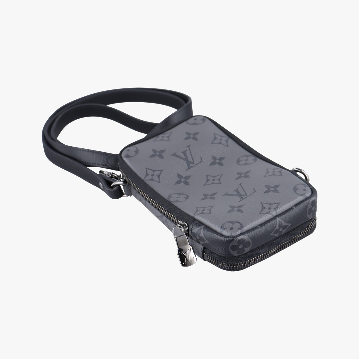 Vintage Louis Vuitton Double Phone Pouch GRIS x BLACK Monogram Eclipse Reverse M69534 crossbodybag | stylenewstar