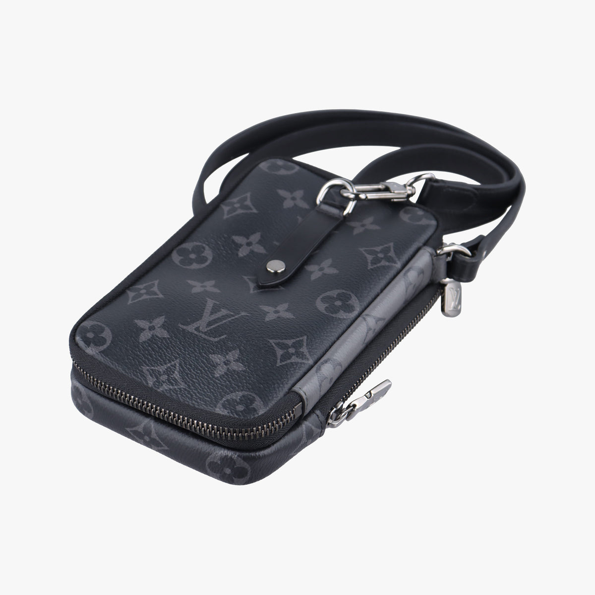 Vintage Louis Vuitton Double Phone Pouch GRIS x BLACK Monogram Eclipse Reverse M69534 crossbodybag | stylenewstar
