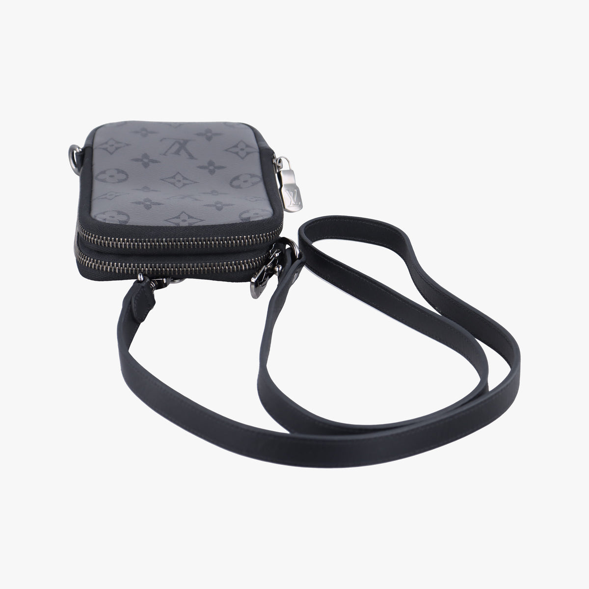Vintage Louis Vuitton Double Phone Pouch GRIS x BLACK Monogram Eclipse Reverse M69534 crossbodybag | stylenewstar