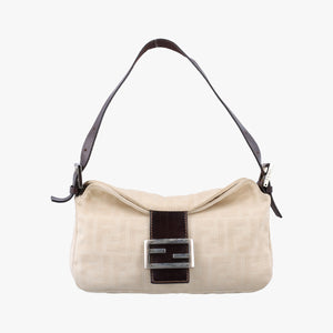 Pre-owned Fendi Zucca Beige Canvas  shoulderbag | stylenewstar