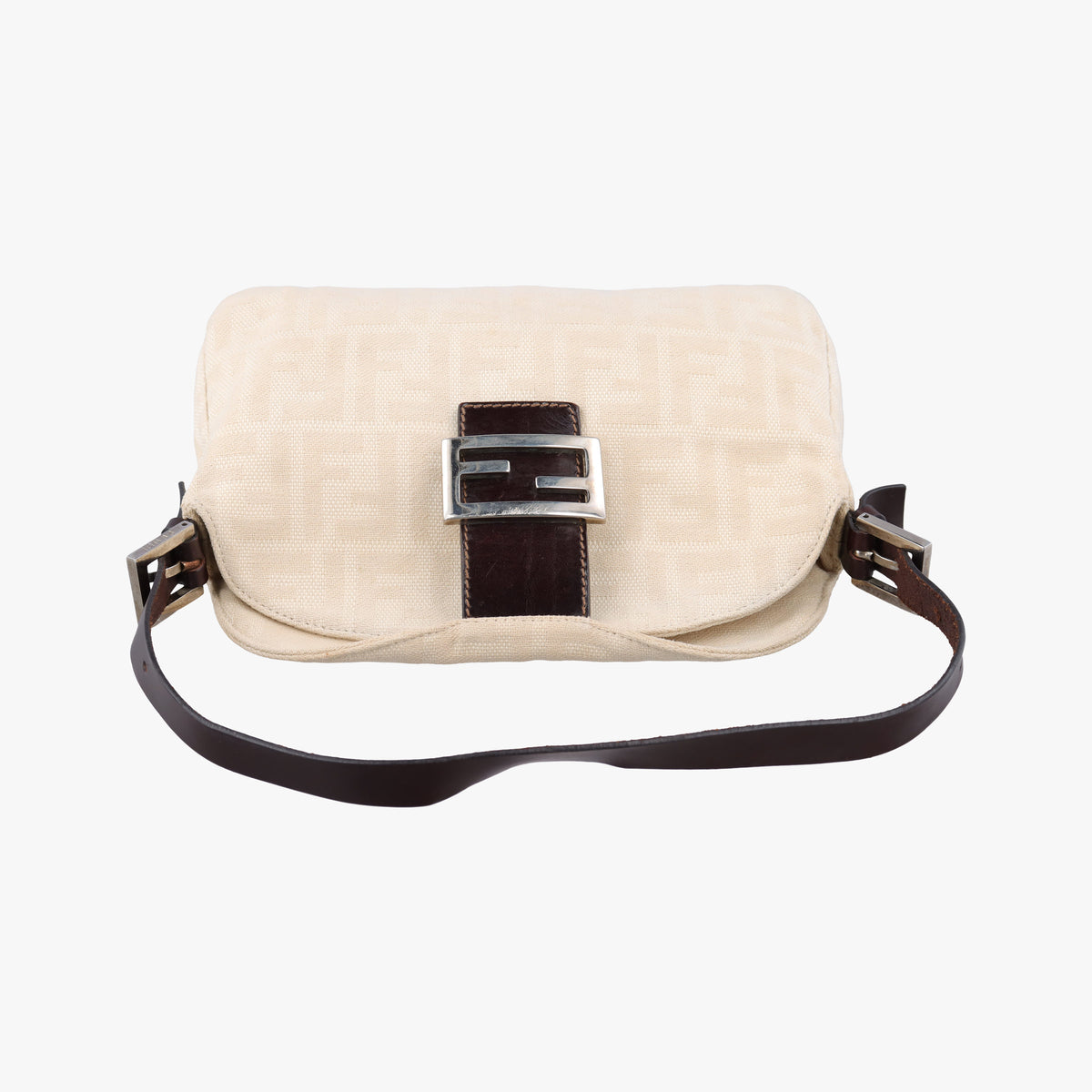 Pre-owned Fendi Zucca Beige Canvas  shoulderbag | stylenewstar