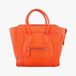 Pre-owned Celine Luggage Micro shopper Orange leather  handbag | stylenewstar
