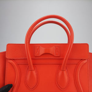 Pre-owned Celine Luggage Micro shopper Orange leather  handbag | stylenewstar