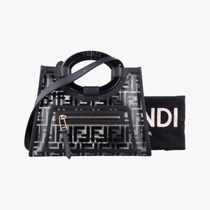 Pre-owned Fendi Runaway Shopper Black PVC Coated Canvas 8BH353 shoulderbag | stylenewstar