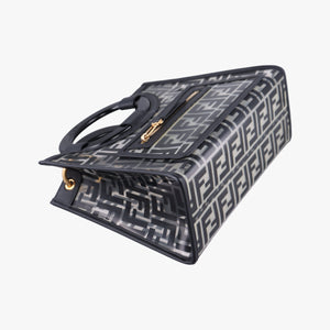 Pre-owned Fendi Runaway Shopper Black PVC Coated Canvas 8BH353 shoulderbag | stylenewstar