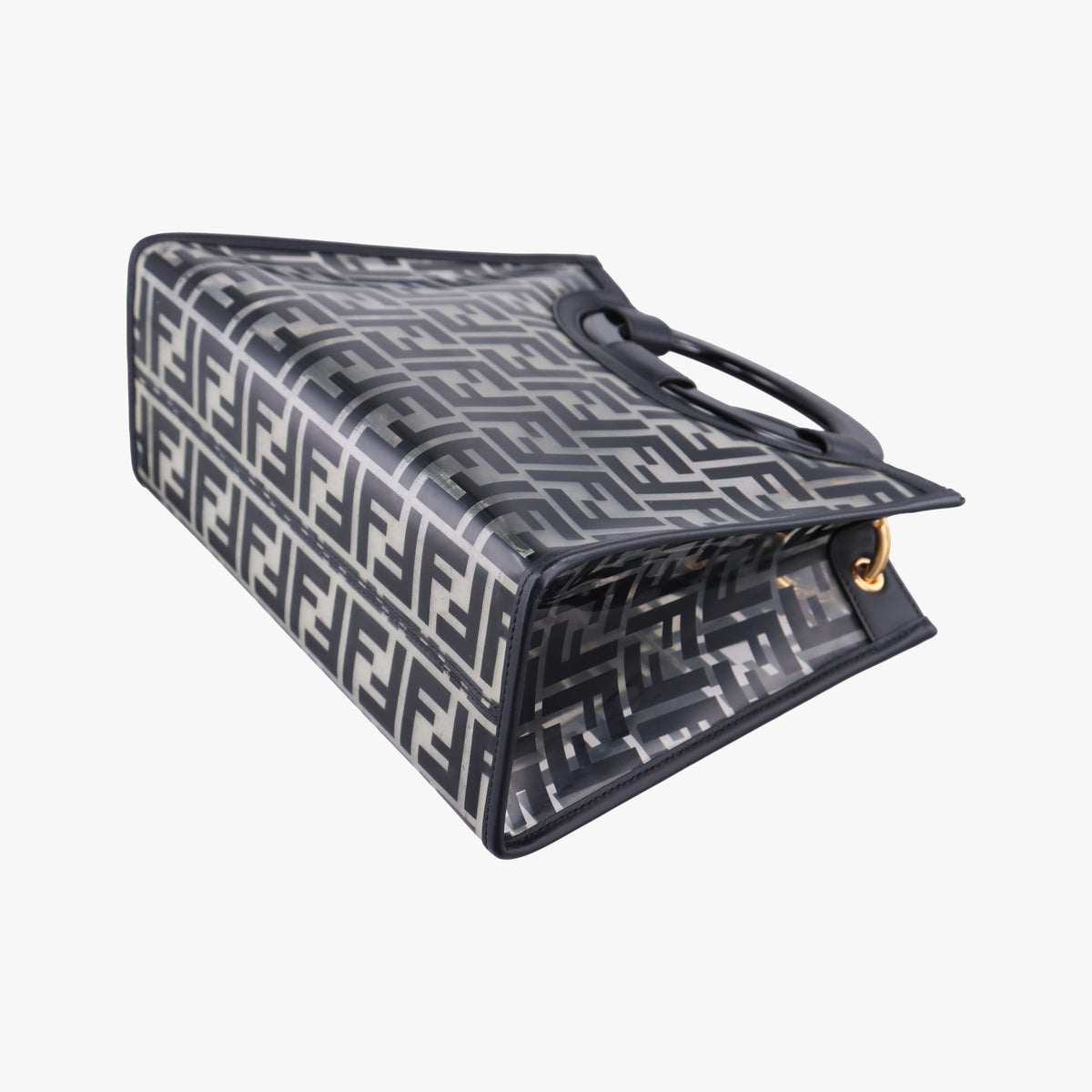 Pre-owned Fendi Runaway Shopper Black PVC Coated Canvas 8BH353 shoulderbag | stylenewstar