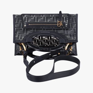 Pre-owned Fendi Runaway Shopper Black PVC Coated Canvas 8BH353 shoulderbag | stylenewstar