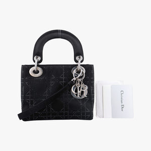 Pre-owned Christian Dior Lady Dior Black Silk  shoulderbag | stylenewstar