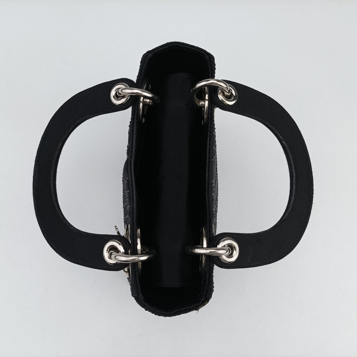 Pre-owned Christian Dior Lady Dior Black Silk  shoulderbag | stylenewstar