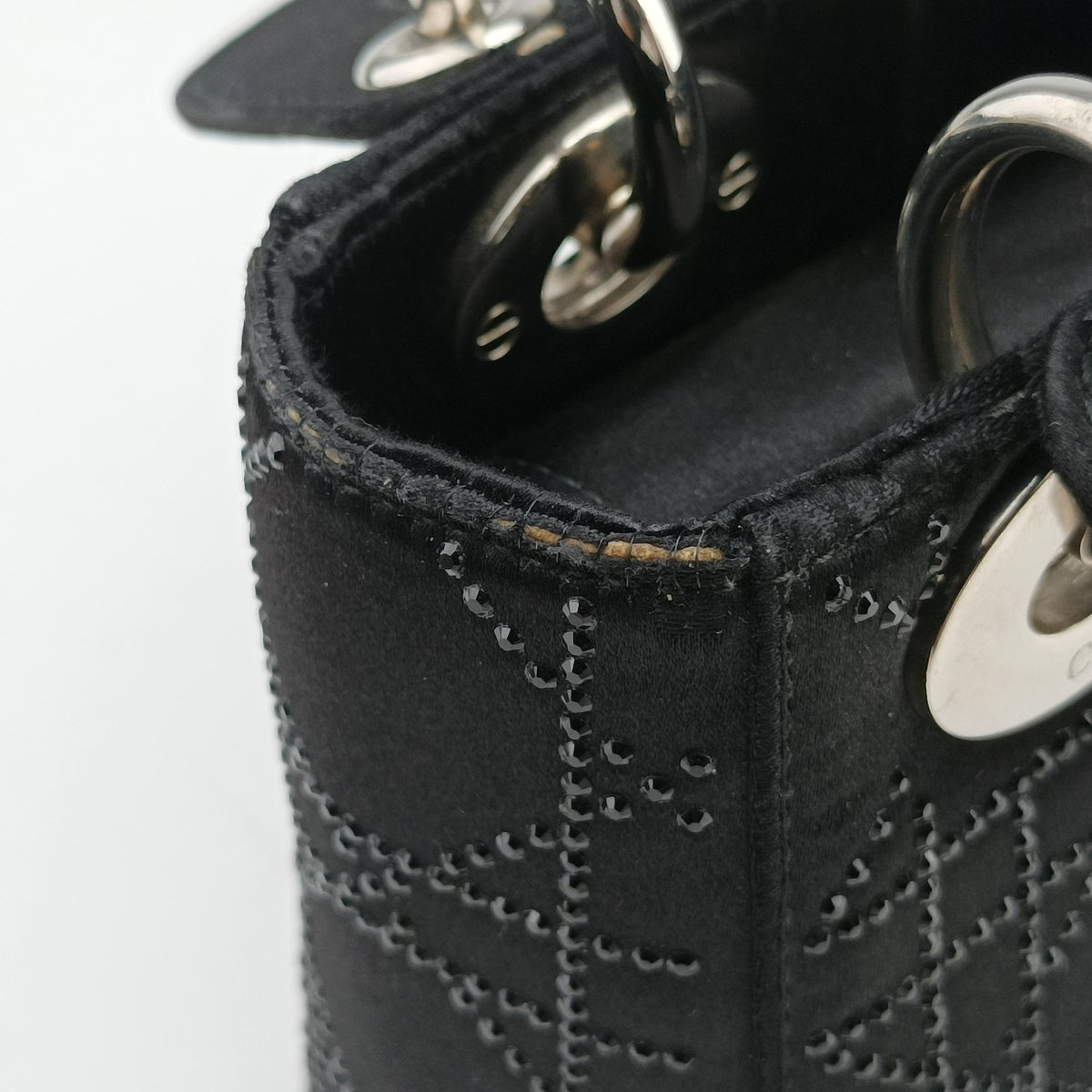 Pre-owned Christian Dior Lady Dior Black Silk  shoulderbag | stylenewstar