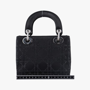 Pre-owned Christian Dior Lady Dior Black Silk  shoulderbag | stylenewstar