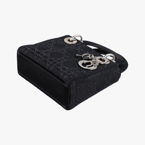 Pre-owned Christian Dior Lady Dior Black Silk  shoulderbag | stylenewstar