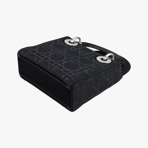 Pre-owned Christian Dior Lady Dior Black Silk  shoulderbag | stylenewstar