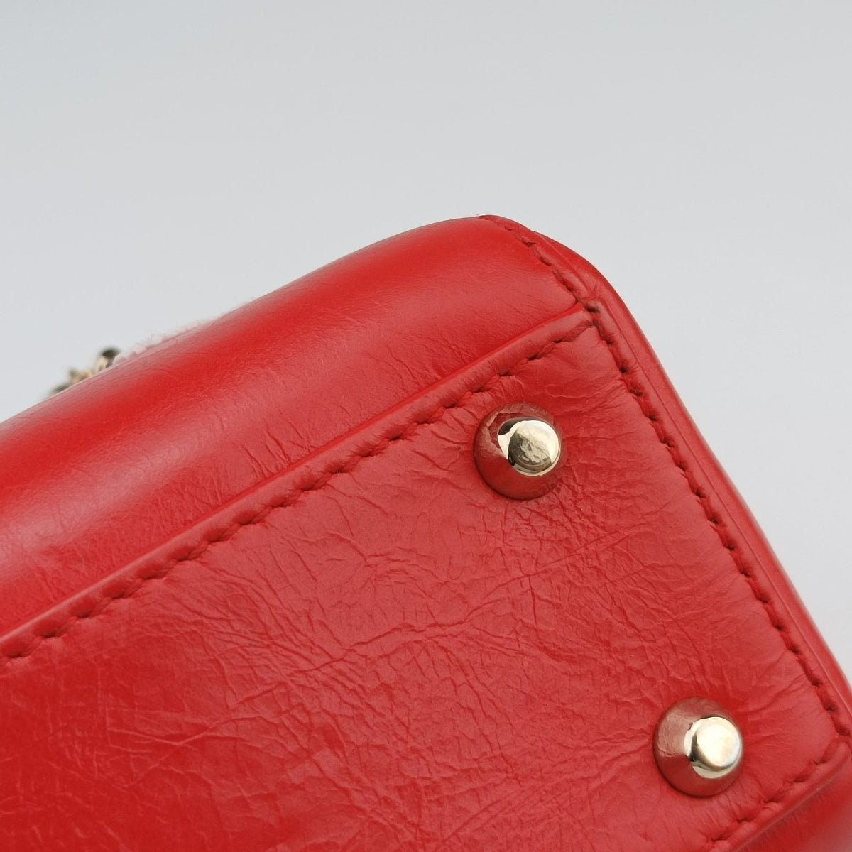 Pre-owned Christian Dior Mini Sequin Lady Dior Red×Multicolour Leather  shoulderbag | stylenewstar