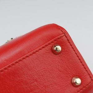 Pre-owned Christian Dior Mini Sequin Lady Dior Red×Multicolour Leather  shoulderbag | stylenewstar