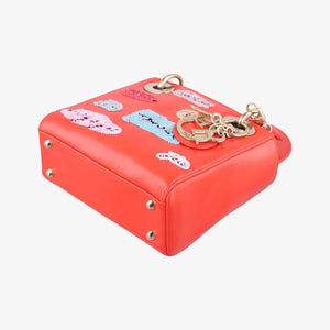 Pre-owned Christian Dior Mini Sequin Lady Dior Red×Multicolour Leather  shoulderbag | stylenewstar
