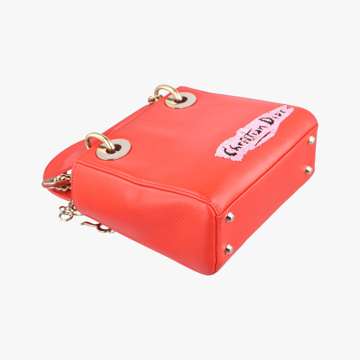 Pre-owned Christian Dior Mini Sequin Lady Dior Red×Multicolour Leather  shoulderbag | stylenewstar