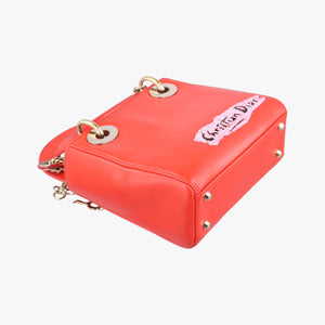 Pre-owned Christian Dior Mini Sequin Lady Dior Red×Multicolour Leather  shoulderbag | stylenewstar