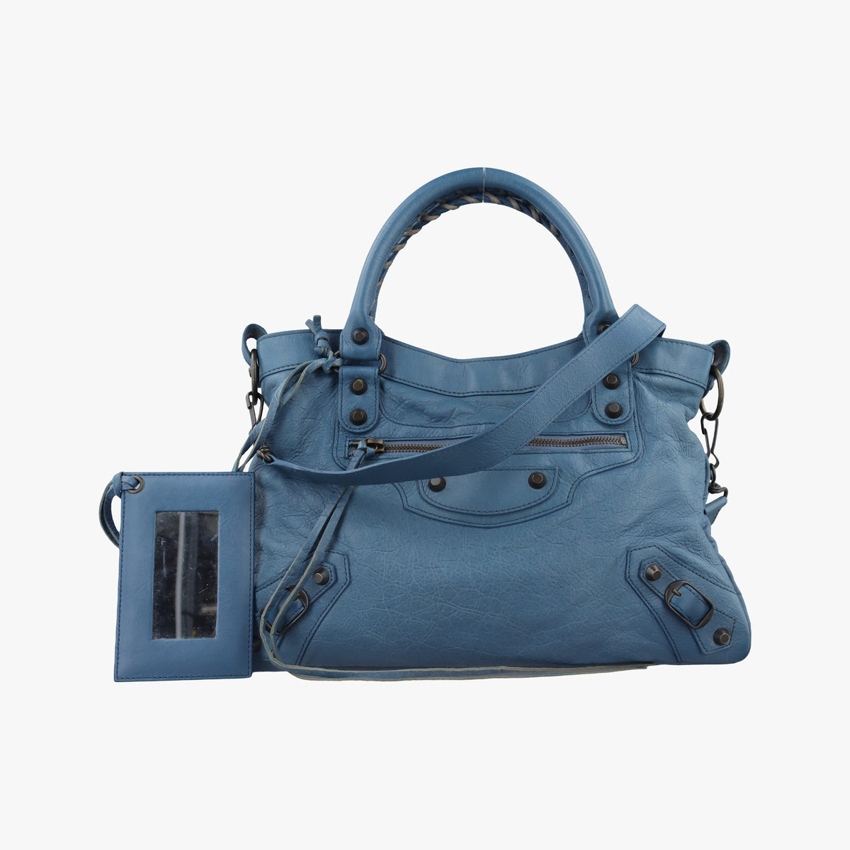 Pre-owned Balenciaga Giant City Blue lambskin  shoulderbag | stylenewstar
