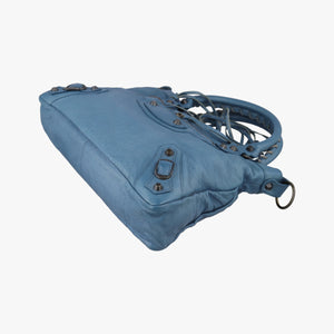 Pre-owned Balenciaga Giant City Blue lambskin  shoulderbag | stylenewstar