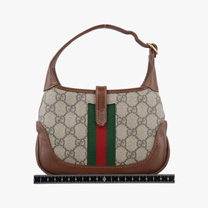 Pre-owned Gucci Jackie 1961 GG Supreme brown x beige PVC coated canvas×Leather 637092 shoulderbag | stylenewstar