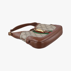 Pre-owned Gucci Jackie 1961 GG Supreme brown x beige PVC coated canvas×Leather 637092 shoulderbag | stylenewstar