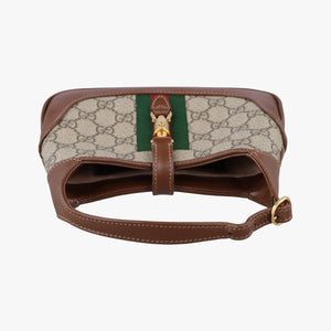 Pre-owned Gucci Jackie 1961 GG Supreme brown x beige PVC coated canvas×Leather 637092 shoulderbag | stylenewstar