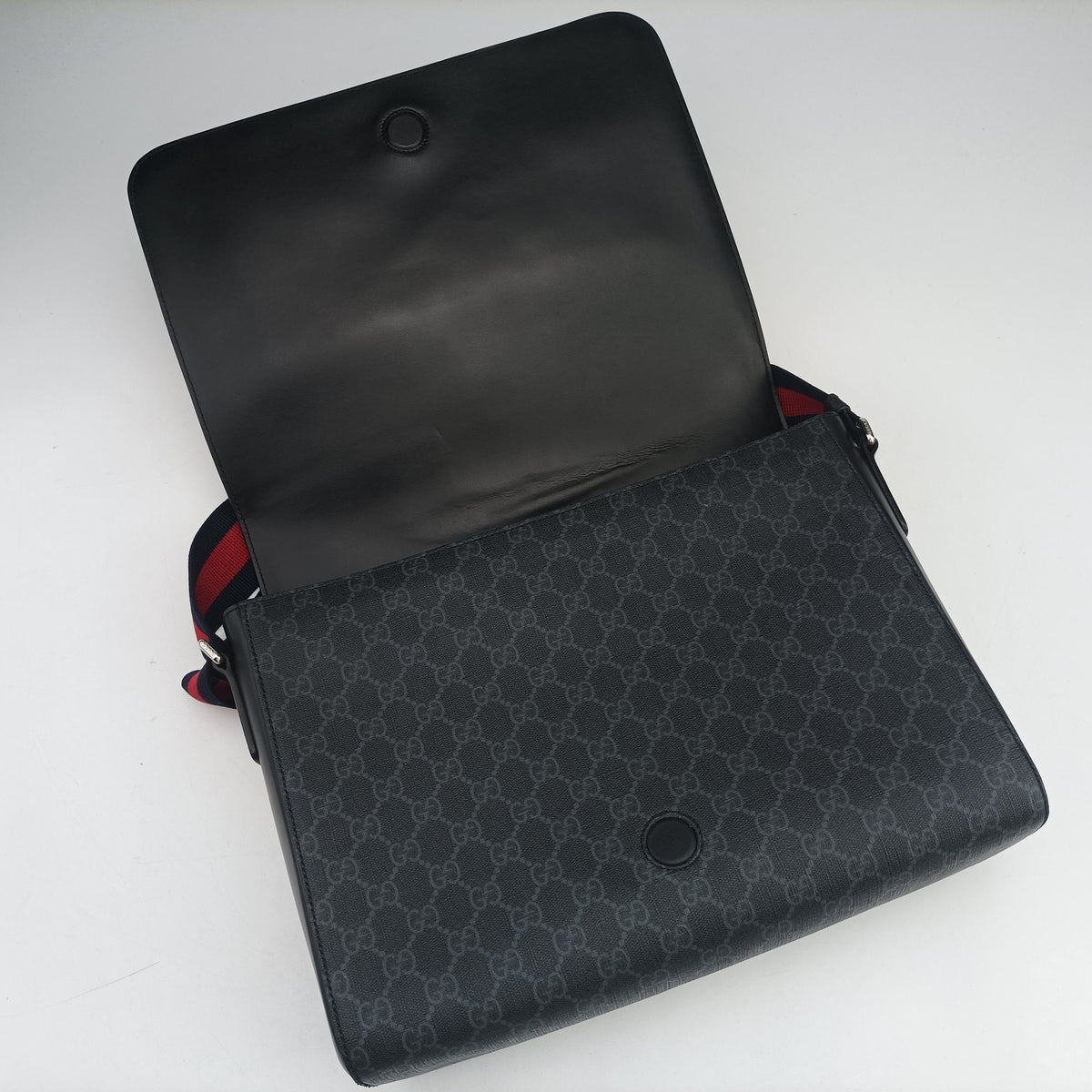 Pre-owned Gucci GG Supreme Courrier Messenger Black×Multicolour PVC coated canvas×Leather 474138 shoulderbag | stylenewstar