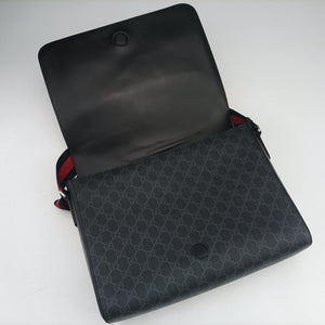 Pre-owned Gucci GG Supreme Courrier Messenger Black×Multicolour PVC coated canvas×Leather 474138 shoulderbag | stylenewstar