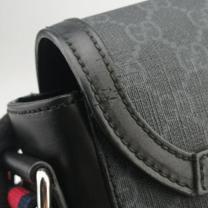 Pre-owned Gucci GG Supreme Courrier Messenger Black×Multicolour PVC coated canvas×Leather 474138 shoulderbag | stylenewstar