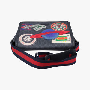 Pre-owned Gucci GG Supreme Courrier Messenger Black×Multicolour PVC coated canvas×Leather 474138 shoulderbag | stylenewstar