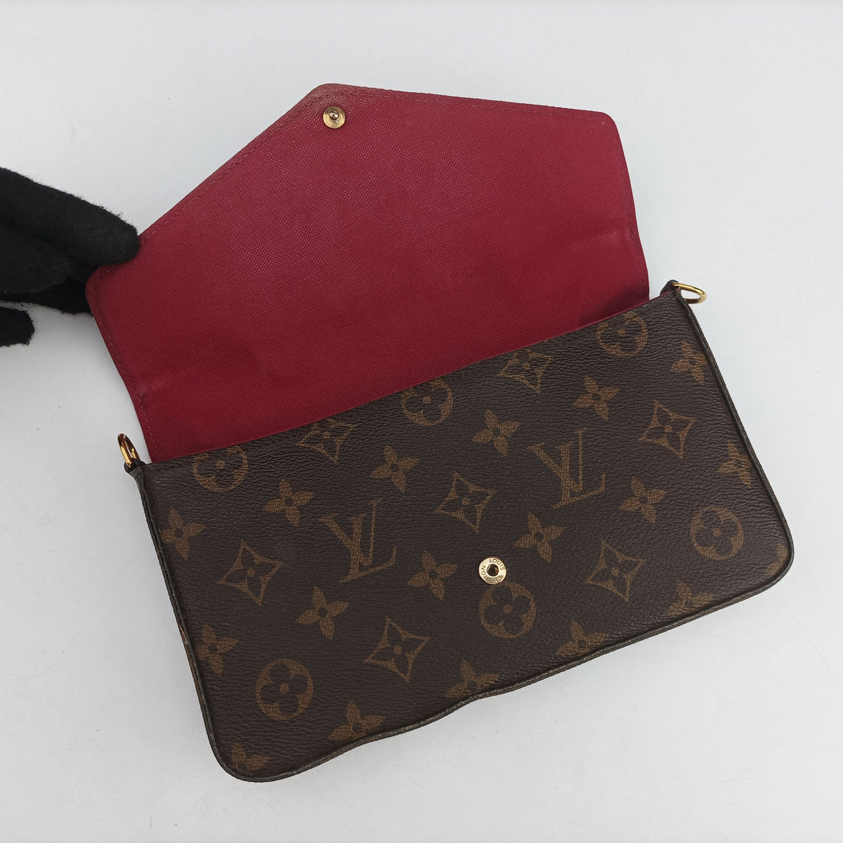 Pre-owned Louis Vuitton Pochette FeLICIE Brown Monogram Canvas M61276 clutchbag | stylenewstar