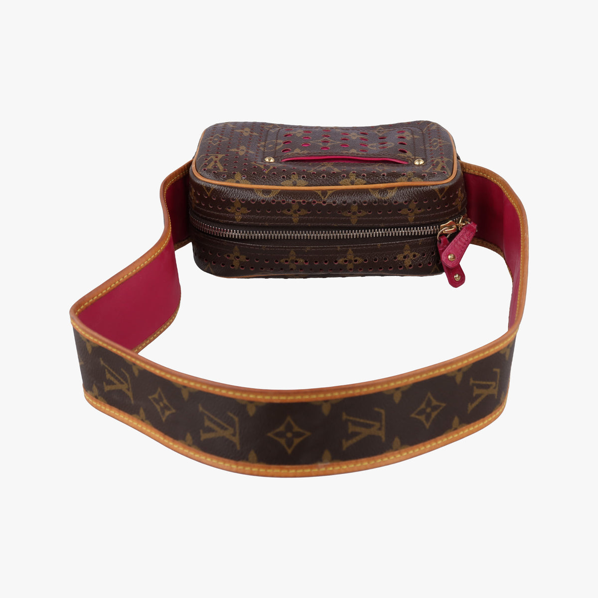 Pre-owned Louis Vuitton Mini Trocadero Brown x Fuchsia Monogram Perfo M95175 shoulderbag | stylenewstar