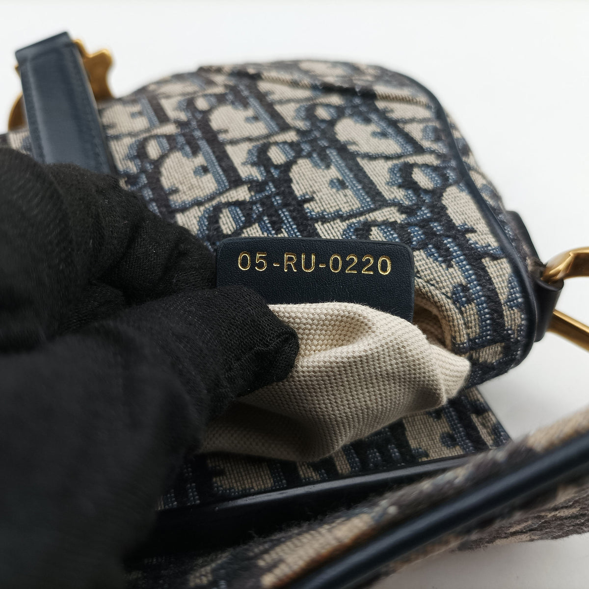 Pre-owned Christian Dior Saddle Navy Jacquard × Leather  handbag | stylenewstar