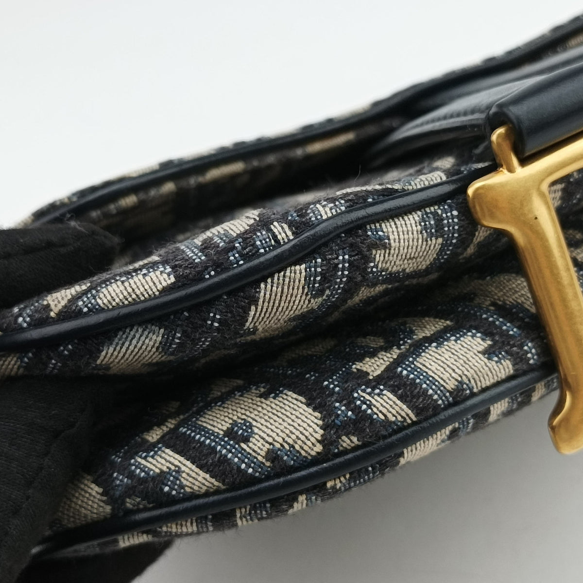 Pre-owned Christian Dior Saddle Navy Jacquard × Leather  handbag | stylenewstar