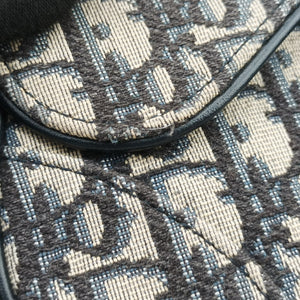 Pre-owned Christian Dior Saddle Navy Jacquard × Leather  handbag | stylenewstar