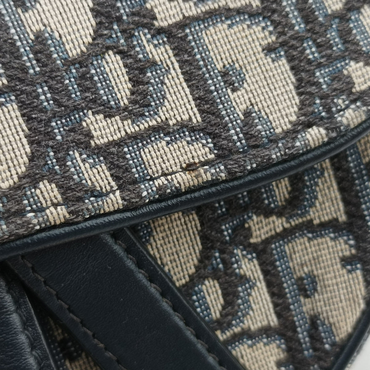 Pre-owned Christian Dior Saddle Navy Jacquard × Leather  handbag | stylenewstar