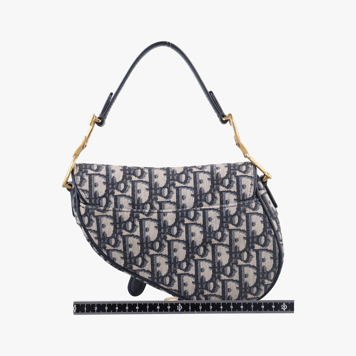 Pre-owned Christian Dior Saddle Navy Jacquard × Leather  handbag | stylenewstar