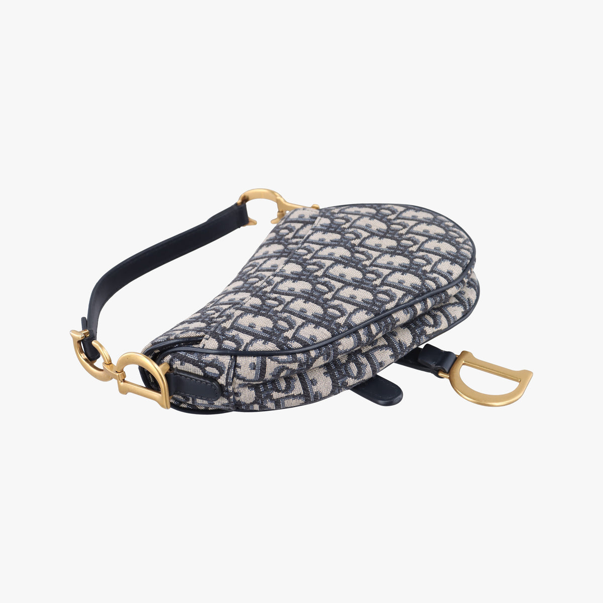 Pre-owned Christian Dior Saddle Navy Jacquard × Leather  handbag | stylenewstar
