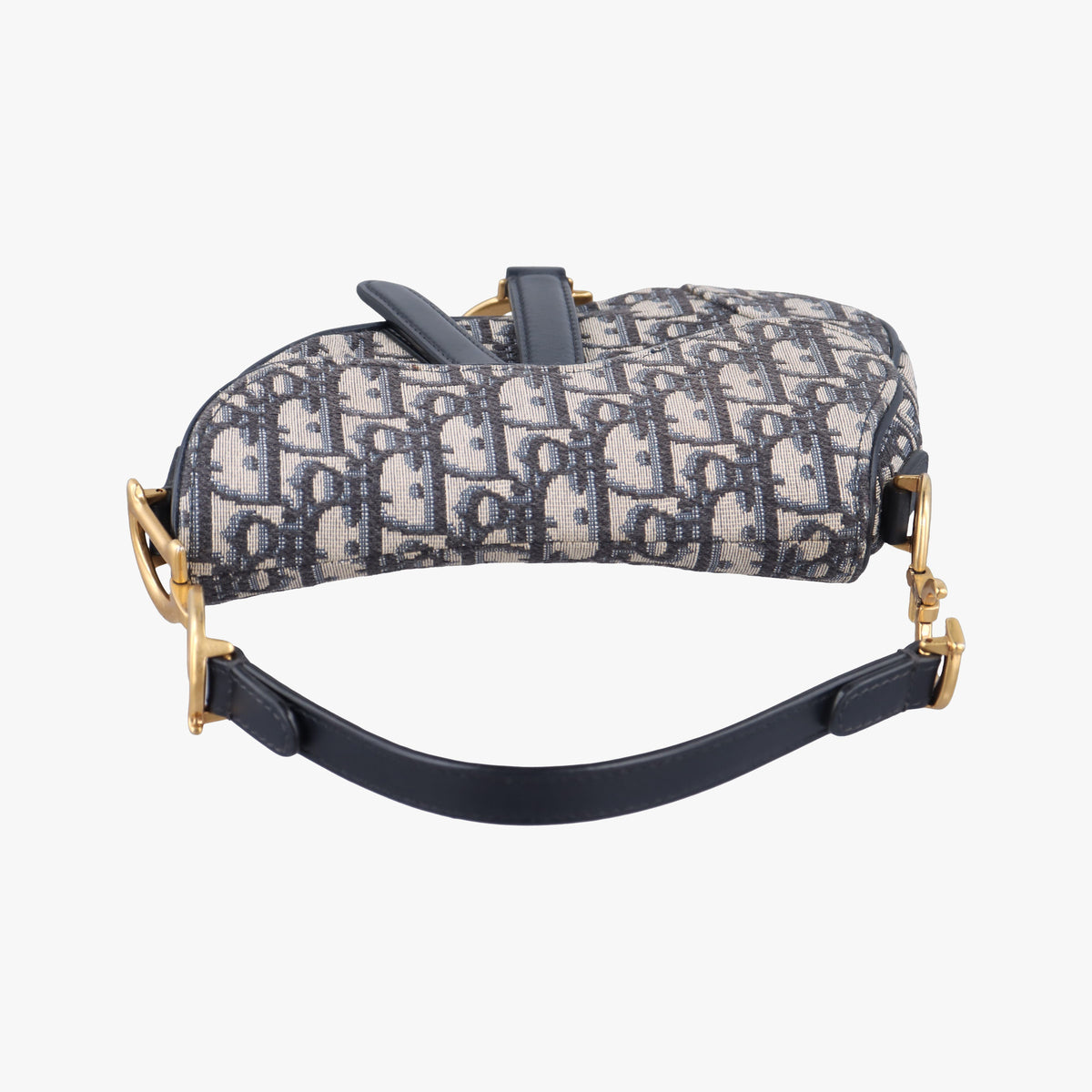 Pre-owned Christian Dior Saddle Navy Jacquard × Leather  handbag | stylenewstar