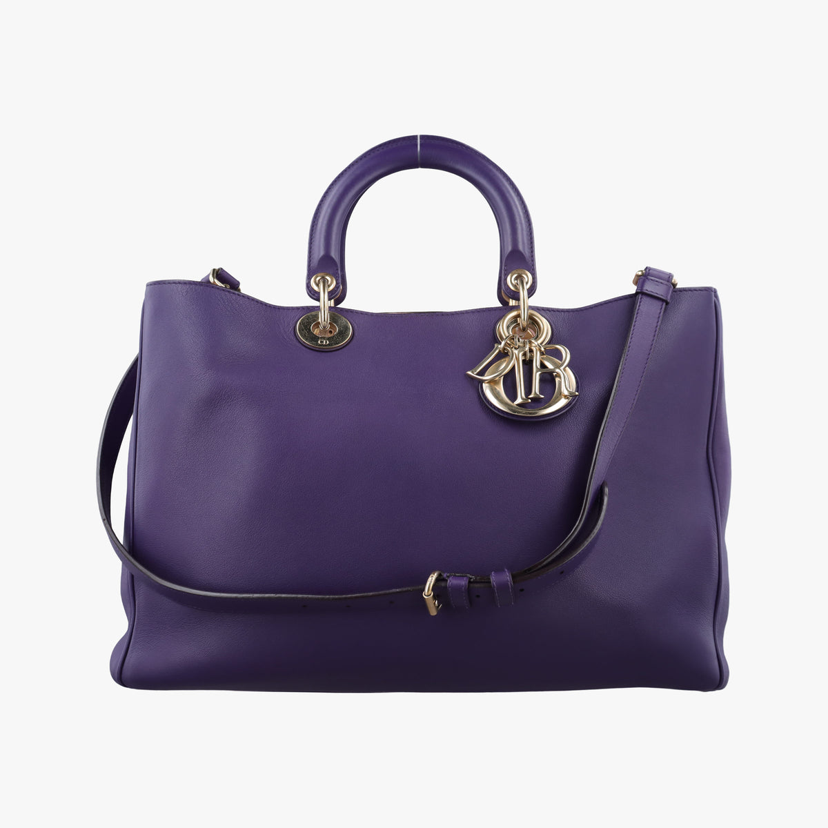 Pre-owned Christian Dior Diorissimo Purple Leather  shoulderbag | stylenewstar