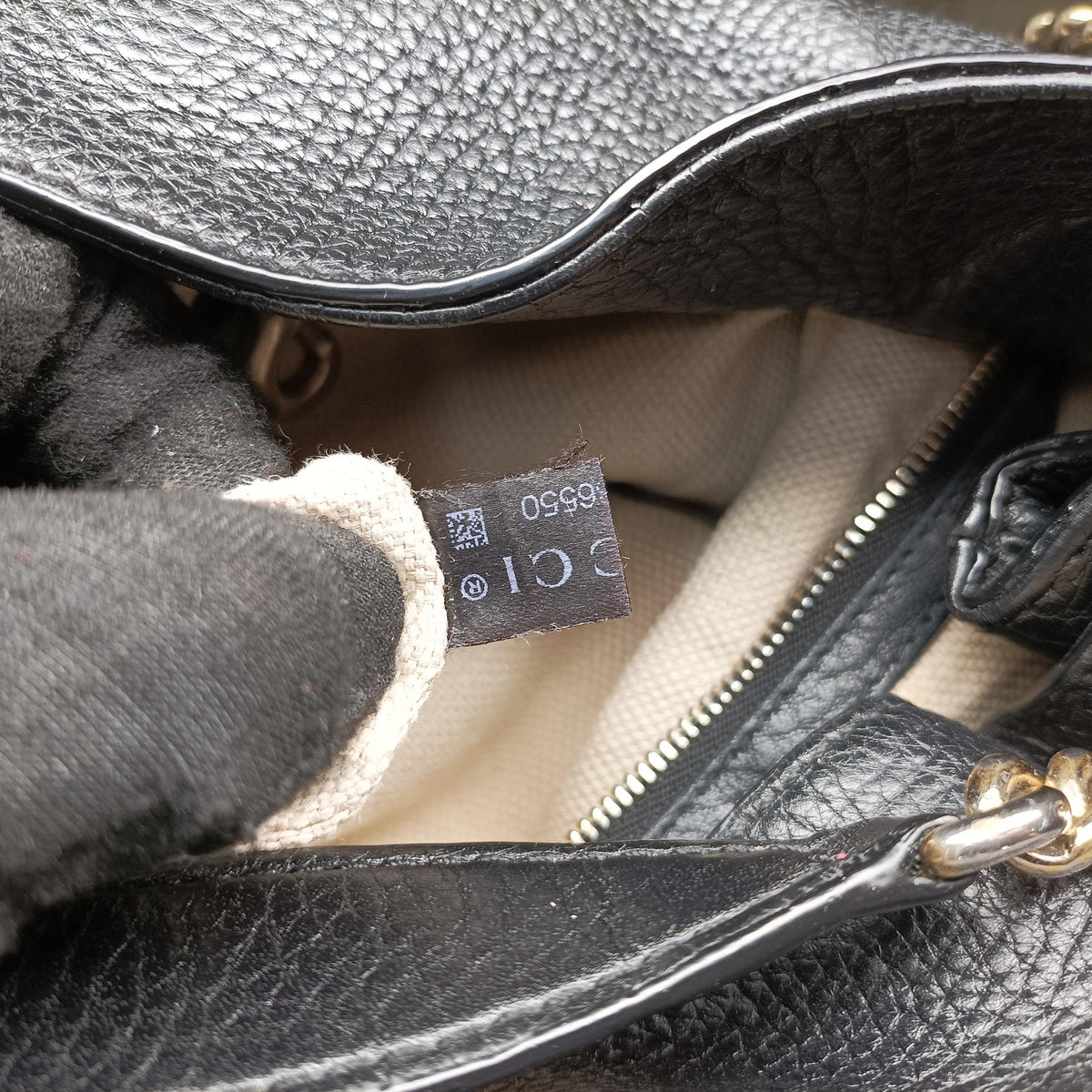 Pre-owned Gucci Soho Black Leather 308982 shoulderbag | stylenewstar