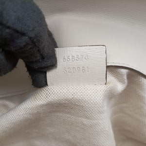 Pre-owned Gucci Horsebit 1955 Beige x White PVC coated canvas×Leather 658574 shoulderbag | stylenewstar