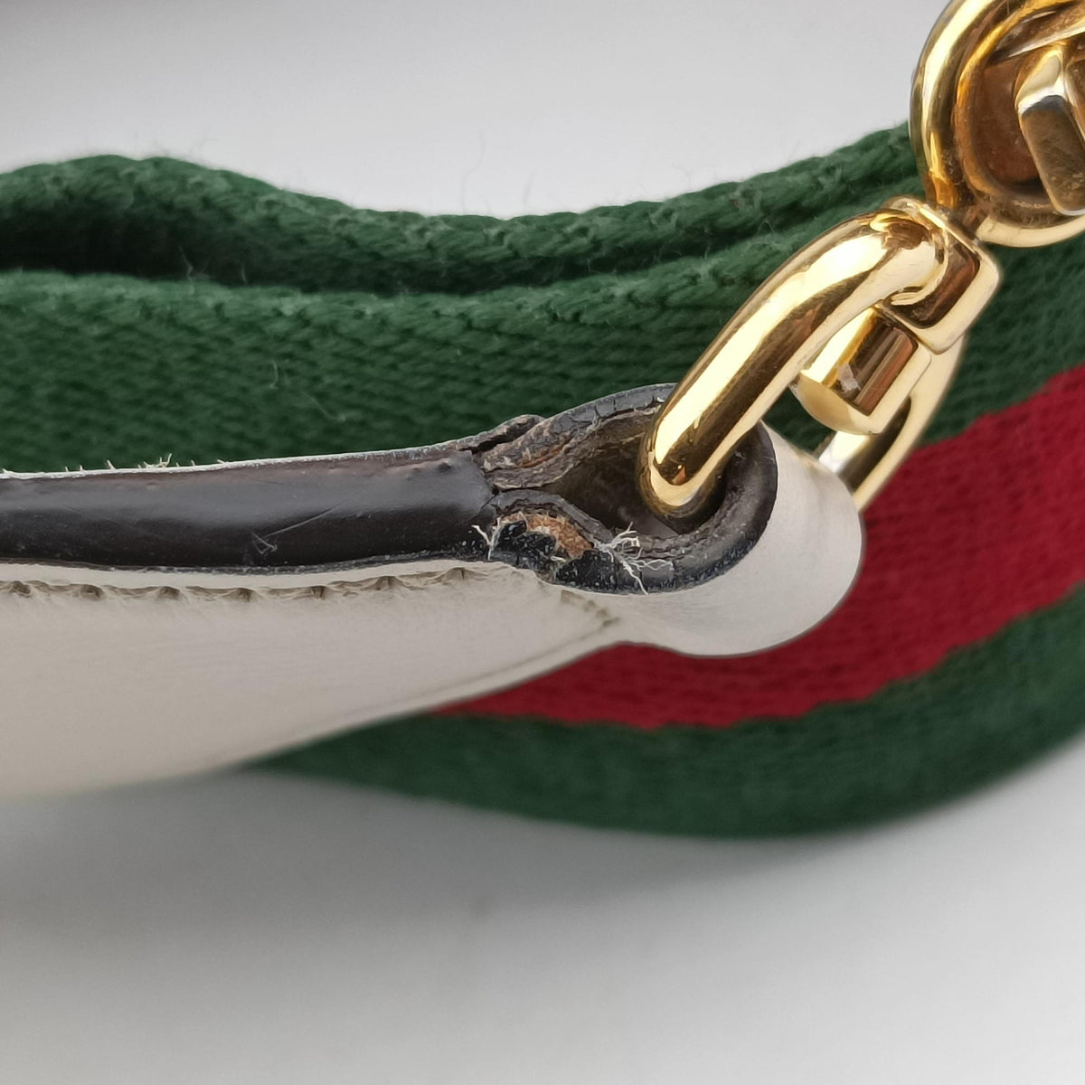 Pre-owned Gucci Horsebit 1955 Beige x White PVC coated canvas×Leather 658574 shoulderbag | stylenewstar