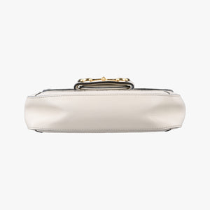 Pre-owned Gucci Horsebit 1955 Beige x White PVC coated canvas×Leather 658574 shoulderbag | stylenewstar