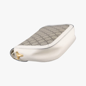 Pre-owned Gucci Horsebit 1955 Beige x White PVC coated canvas×Leather 658574 shoulderbag | stylenewstar