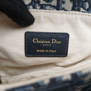 Secondhand Christian Dior Saddle Navy Jacquard × Leather  handbag | stylenewstar
