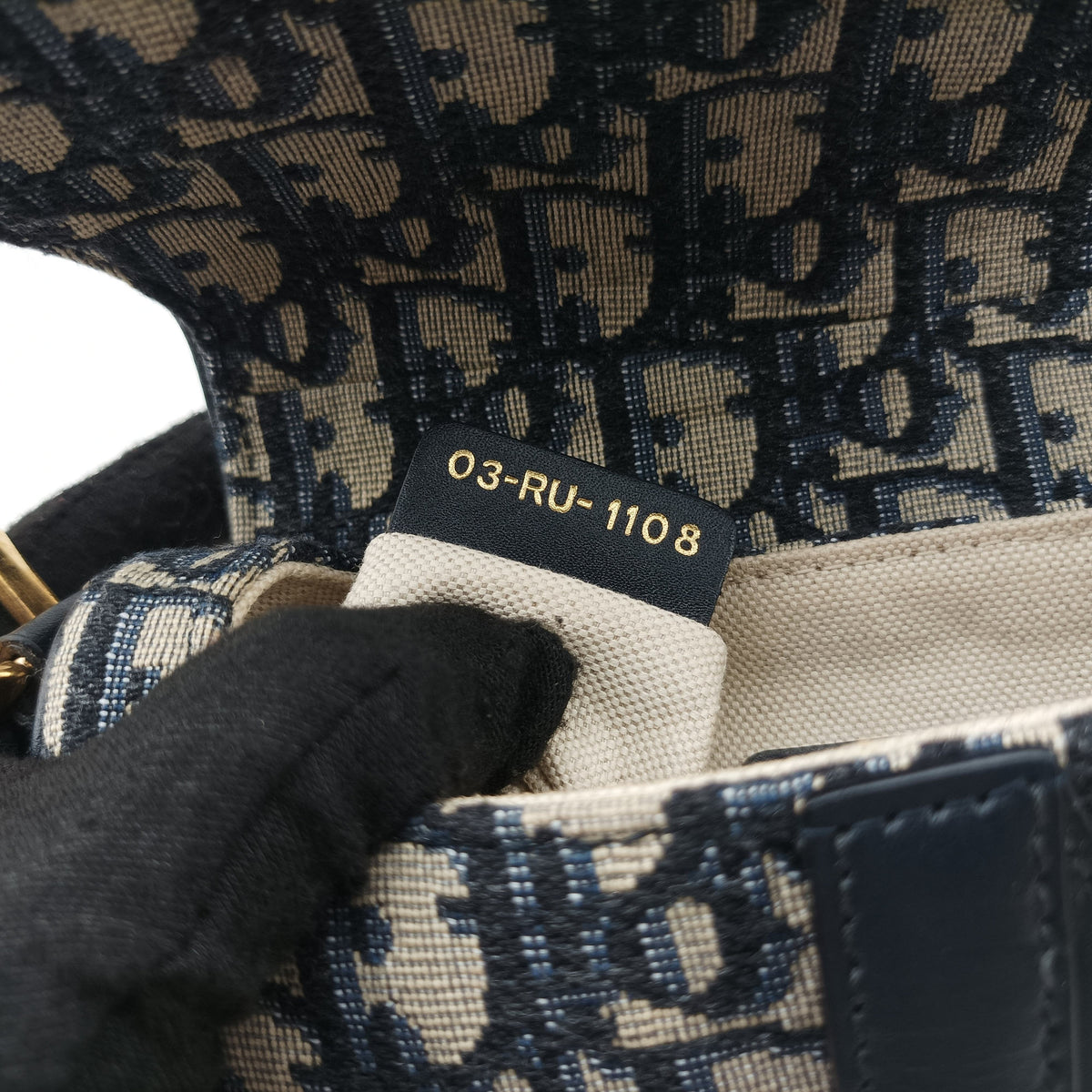 Secondhand Christian Dior Saddle Navy Jacquard × Leather  handbag | stylenewstar