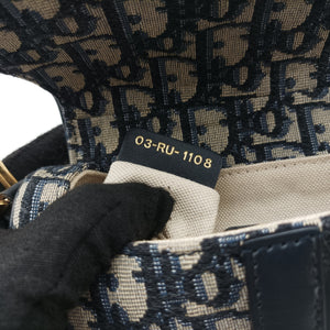 Secondhand Christian Dior Saddle Navy Jacquard × Leather  handbag | stylenewstar